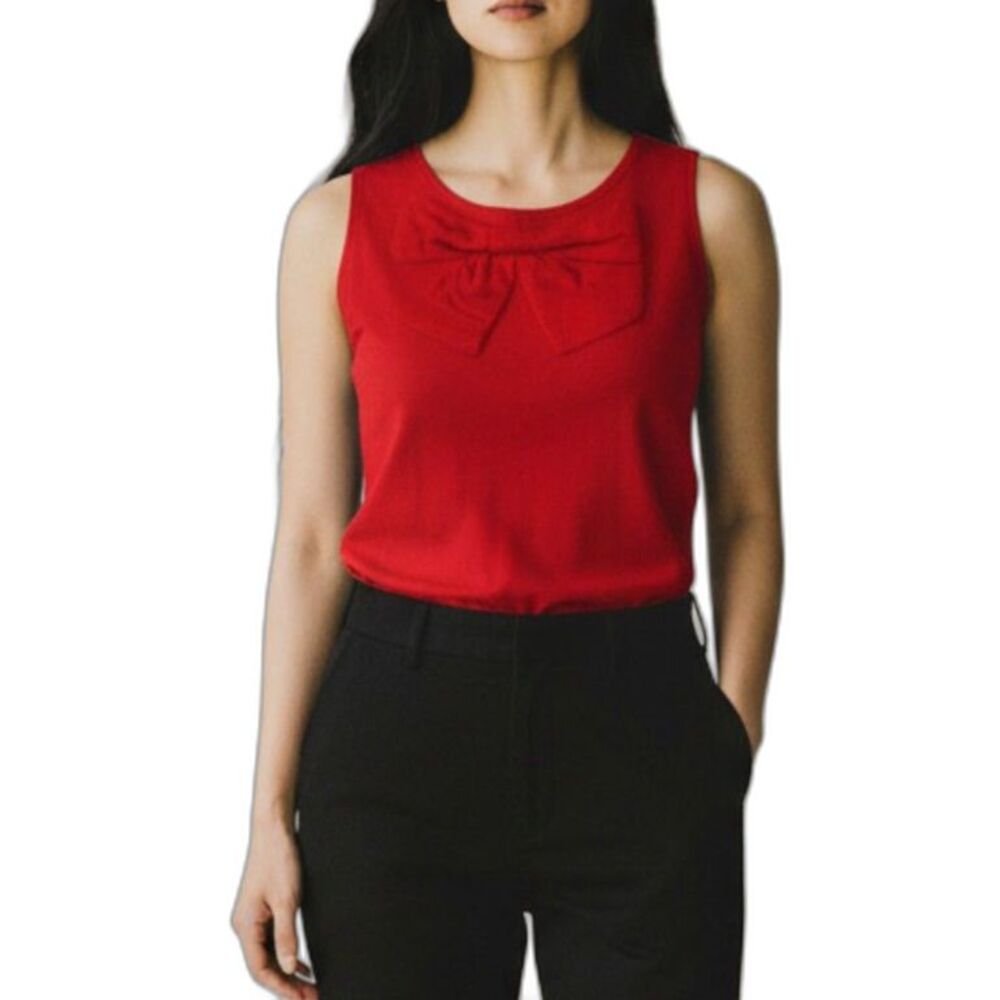 Banana Republic Red Bow Sleeveless Blouse